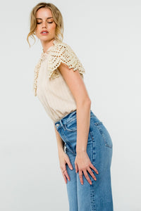 Eyelet Sleeve Blouse - Cream