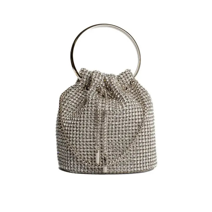 Rhinestone Bucket Bag - Silver