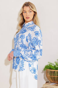 Floral Button Up louse - Blue