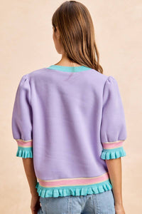 Easter Egg Puff Sleeve Top - Lavender