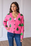 Sequin Trees Cardigan - Pink