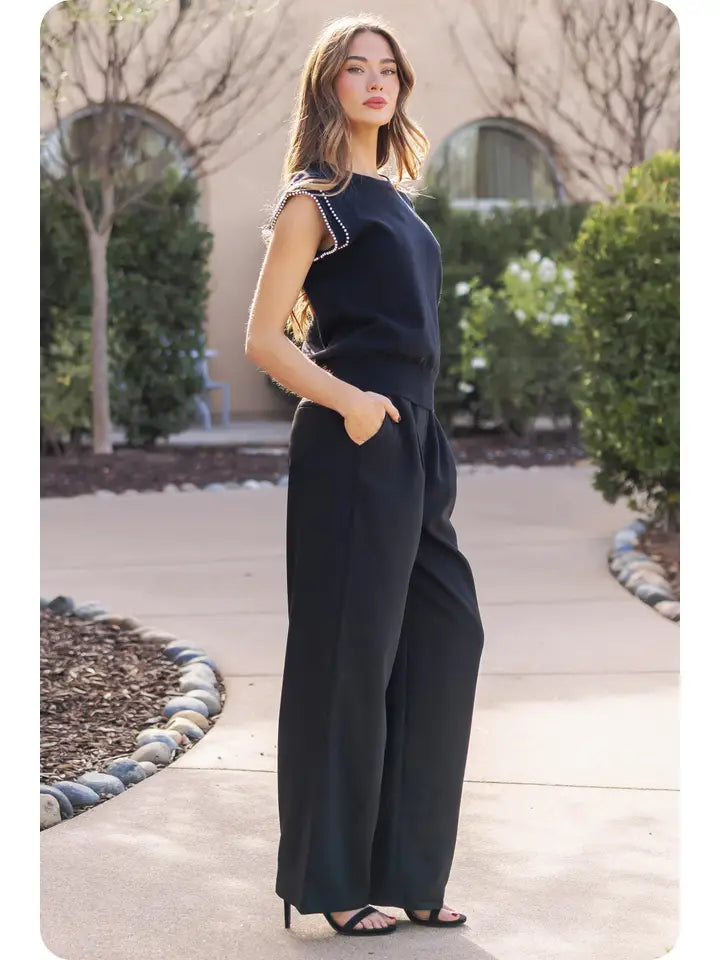 Knit Pearl Top - Black