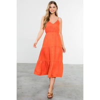 Button Up Tiered Maxi Dress - Aqua