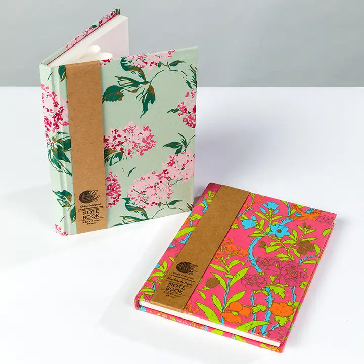 Handmade Hydrangea Print Notebook - Green