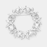 Rhinestone & Pearl Brooch - Silver