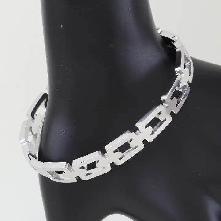 Chain Link Cuff Bracelet - Silver