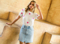 Floral Embroidered Blouse - White