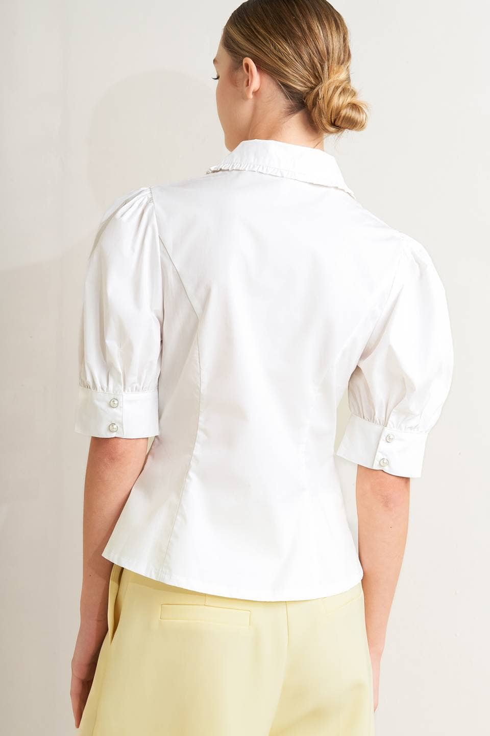 Puff Sleeve Button Up Blouse - White