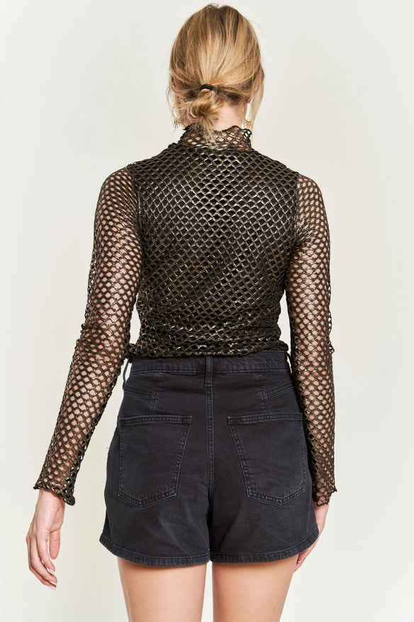 Regina Metallic Mesh Top