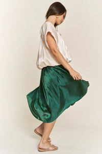 Emerald Pleated Midi Skirt