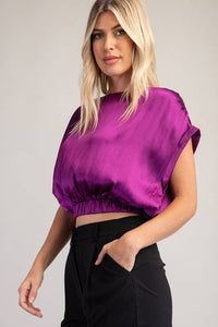 Drop Sleeve Crop Top - Purple
