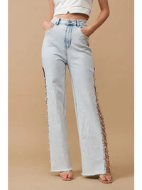 Jeweled Side Cut Jeans - Light Wash - Glam Rodeo