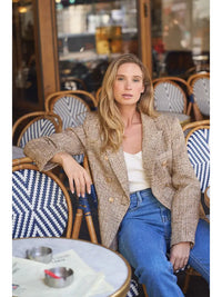 Natasha Tweed Fitted Blazer - Gold