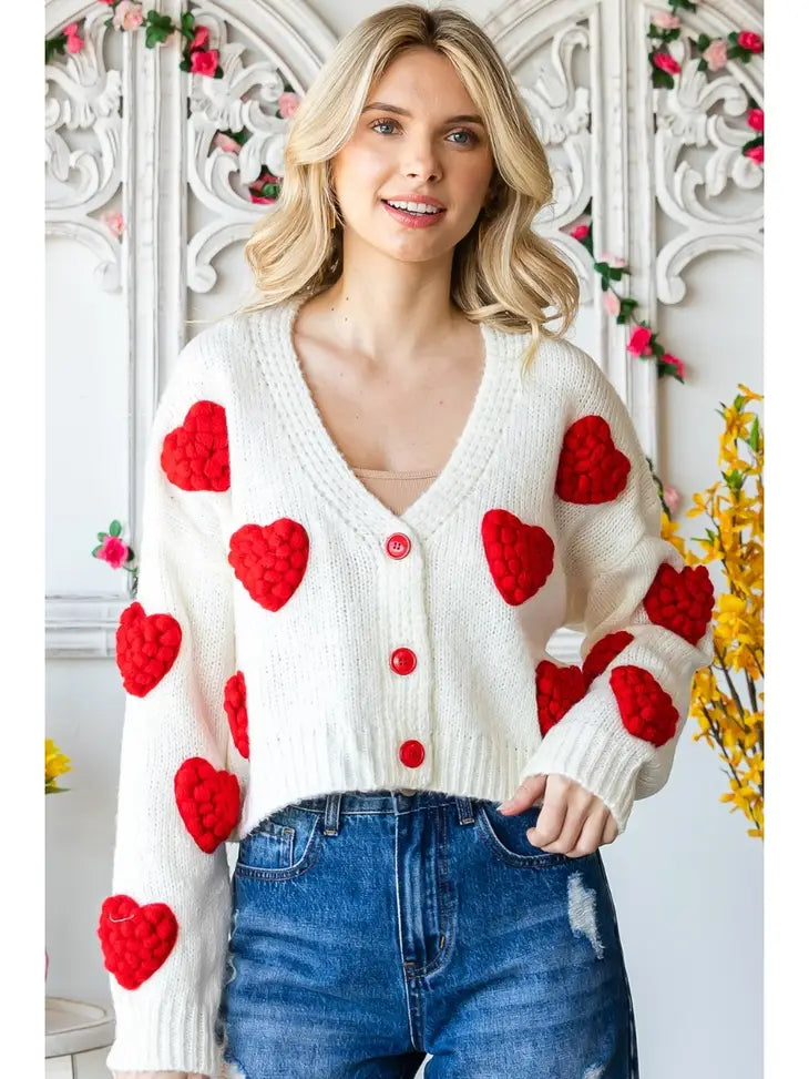 Heart On Your Sleeve Cardigan - White