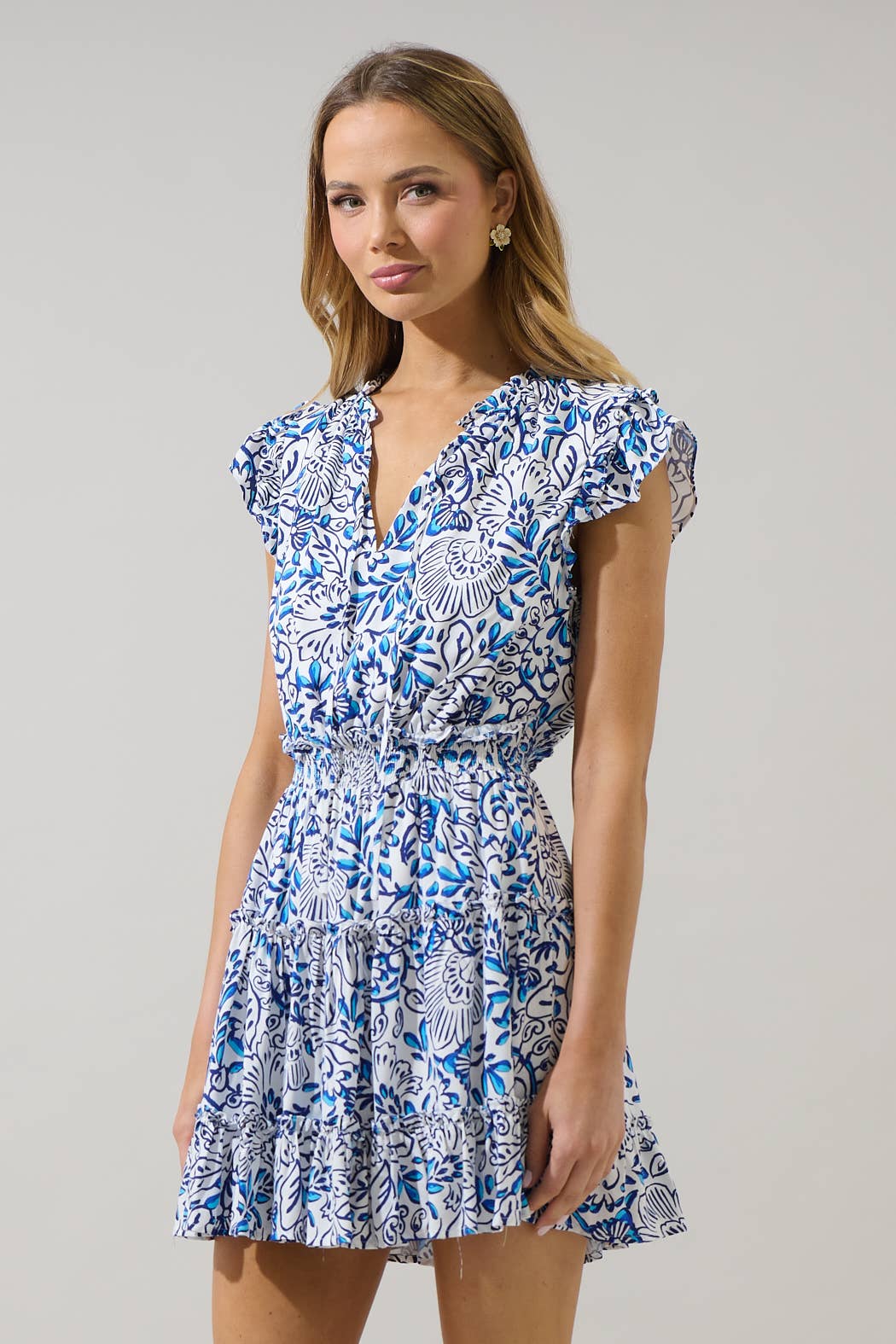 Toledo Floral Mini Dress - Blue