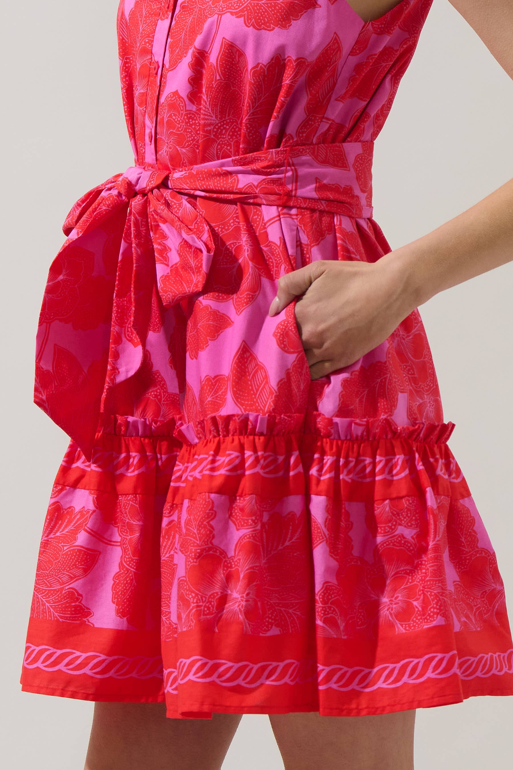 Ellie Sleeveless Mini Dress - Red/Pink