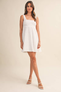 Eyelet Mini Dress - White