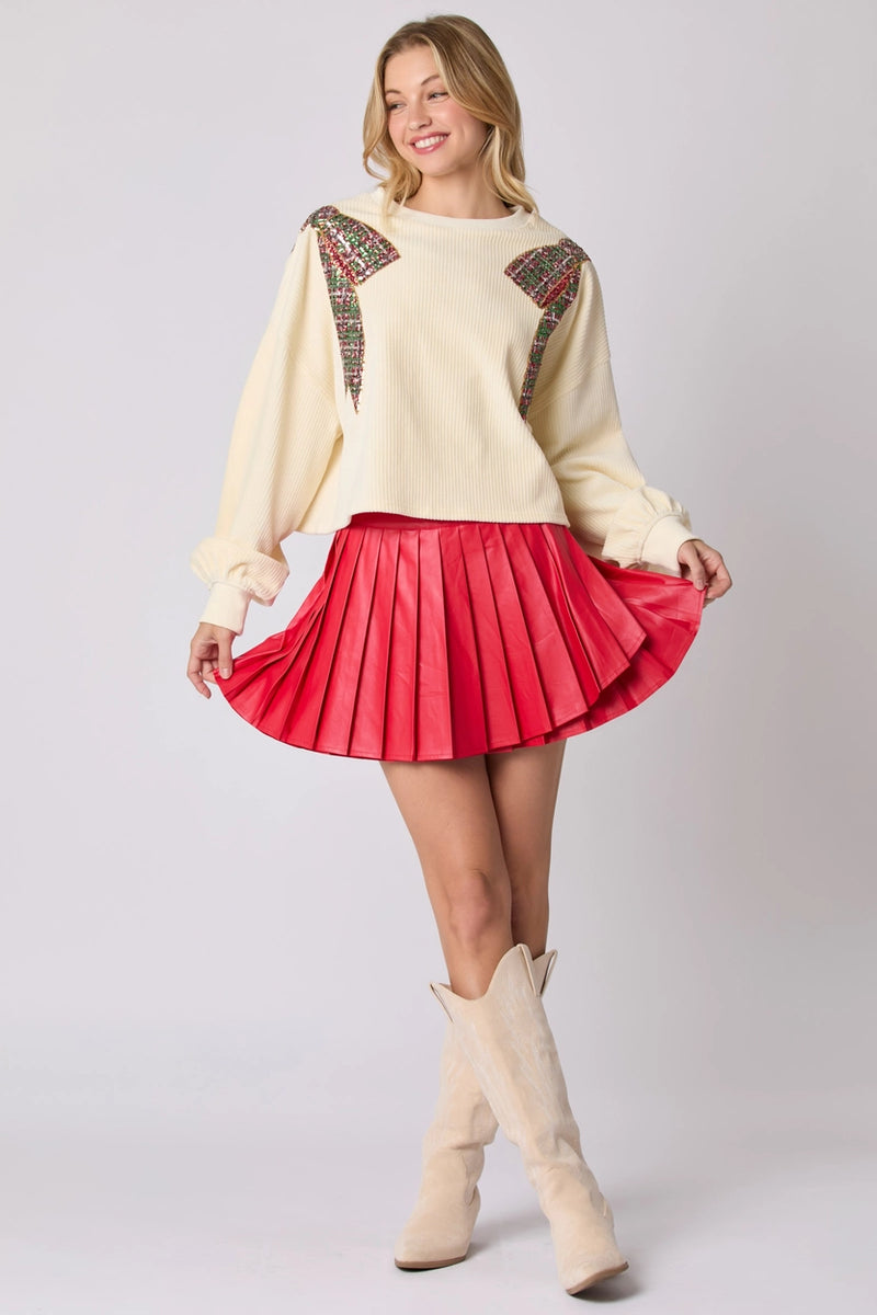 Overlap Detail Pleated Skort - Red