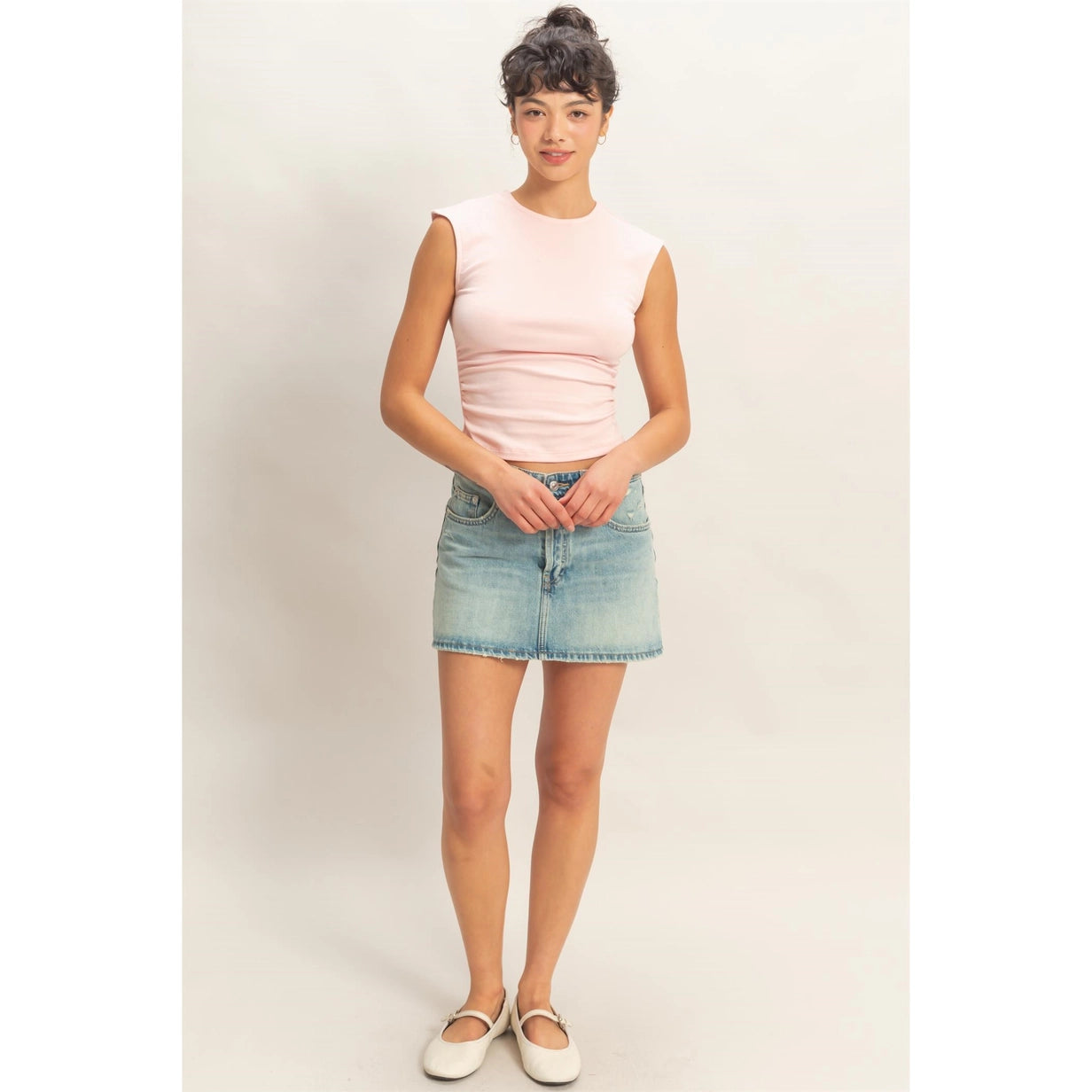 Cap Sleeve Top - Soft Pink
