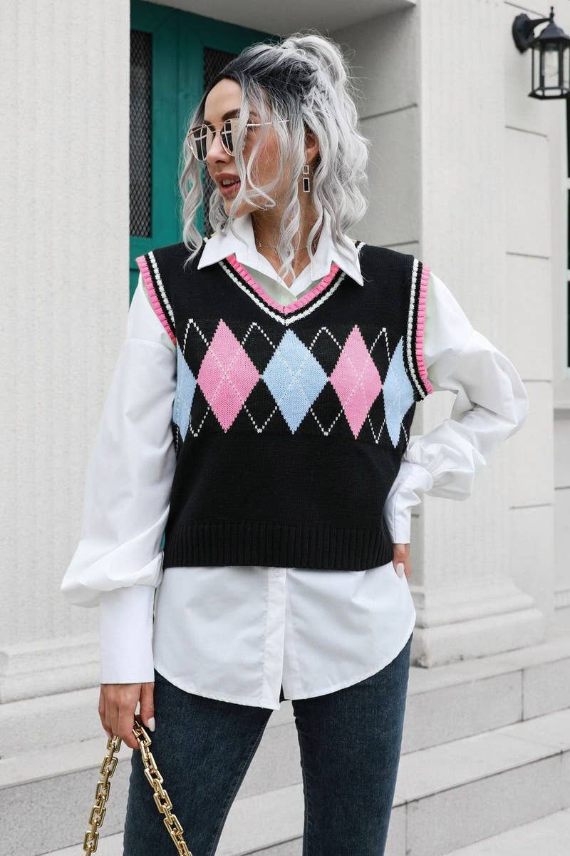 ニット/セーター 6(ROKU) DIAMOND MOTIF SKIPPER KNIT VEST 6（ロク）の「＜6(ROKU)＞DIAMOND MOTIF SKIPPER KNIT VEST/ベスト