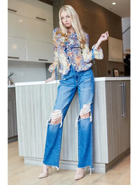 Heavy Distressed Dad Jeans - High Rise
