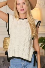 Ruffle Sweater Vest with Side Tie Detail