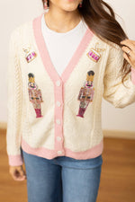 Nutcracker Sequin Cardigan - Beige/Pink