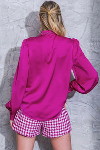 Satin Puff Sleeve Blouse