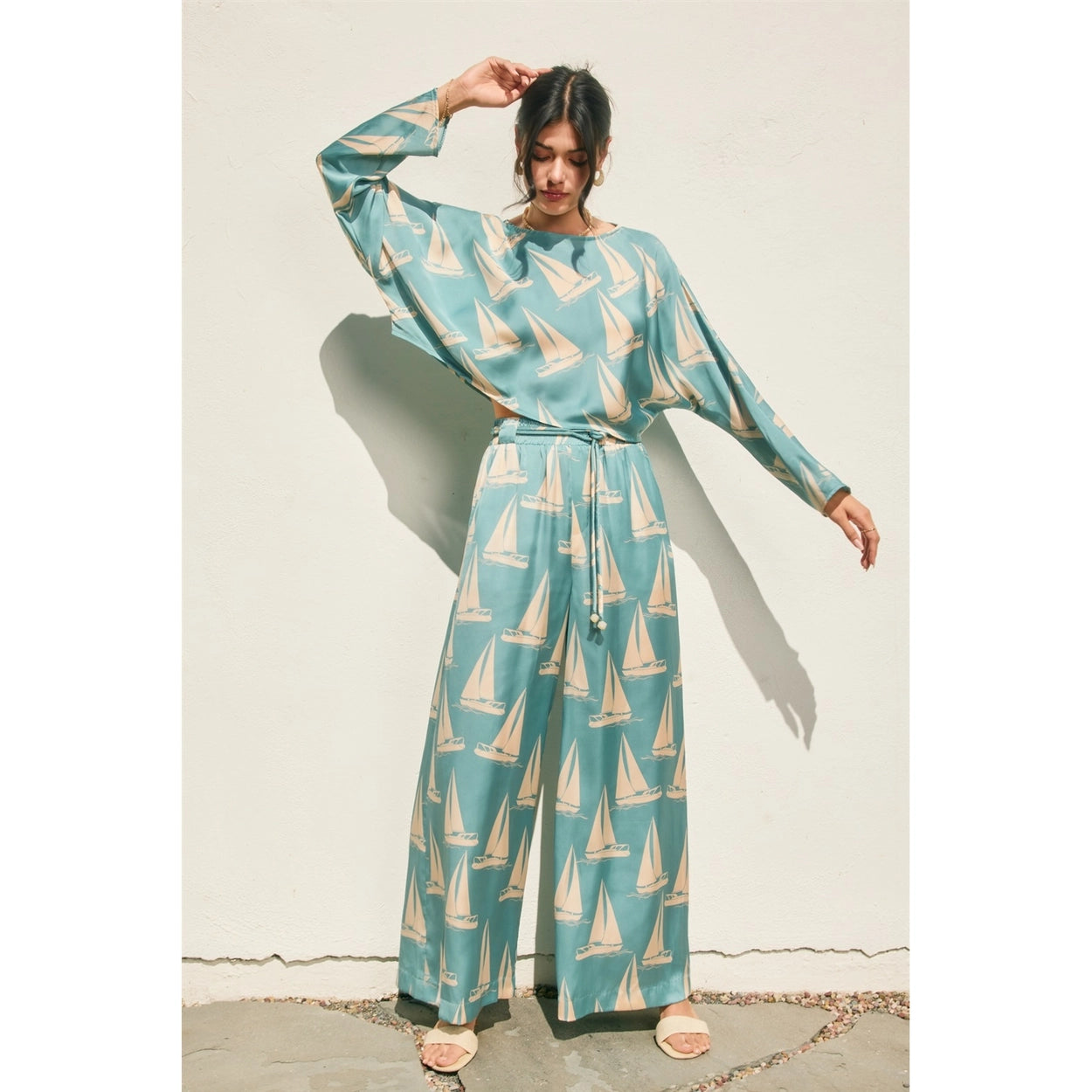 Coastal Reverie Wide Leg Pants - Blue