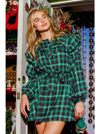 Plaid Ruffle Mini Dress