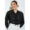 Rhinestone Bow Blouse - Black