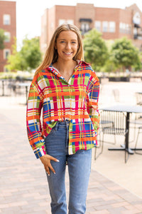 The Cathryn Plaid Button Down Top