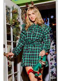 Plaid Ruffle Mini Dress