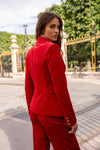 Natasha Velvet Fitted Blazer - Red