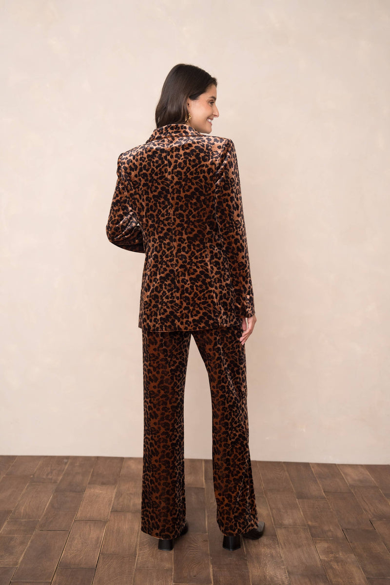 Natasha Velvet Fitted Blazer - Leopard