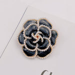 Pearl Enamel Brooch - Black