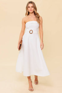 Woven Midi Dress - White
