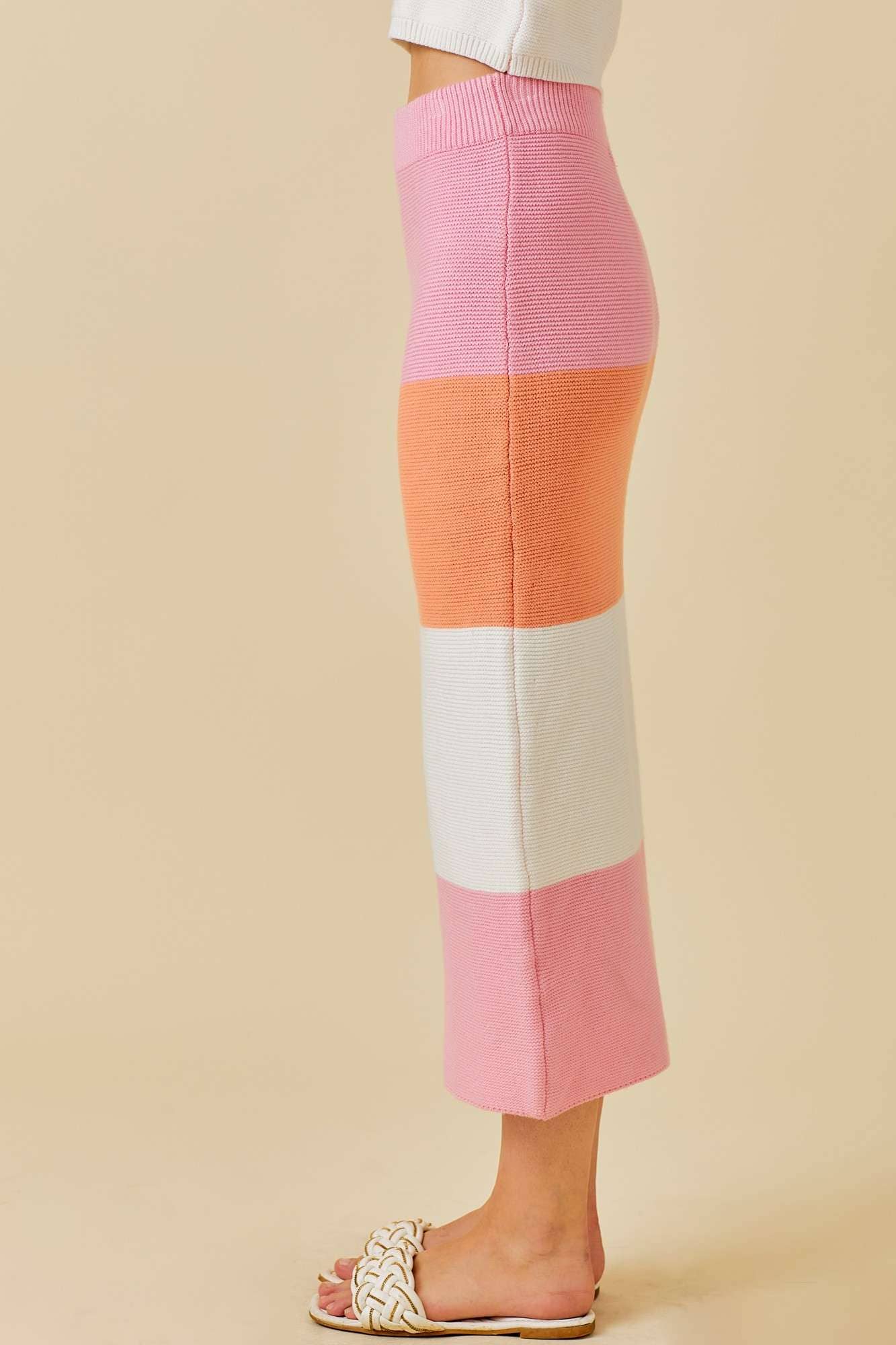 Color Block Knit Skirt