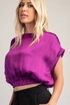Drop Sleeve Crop Top - Purple