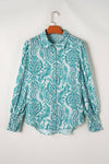 Paisley Smocked Button Up Blouse