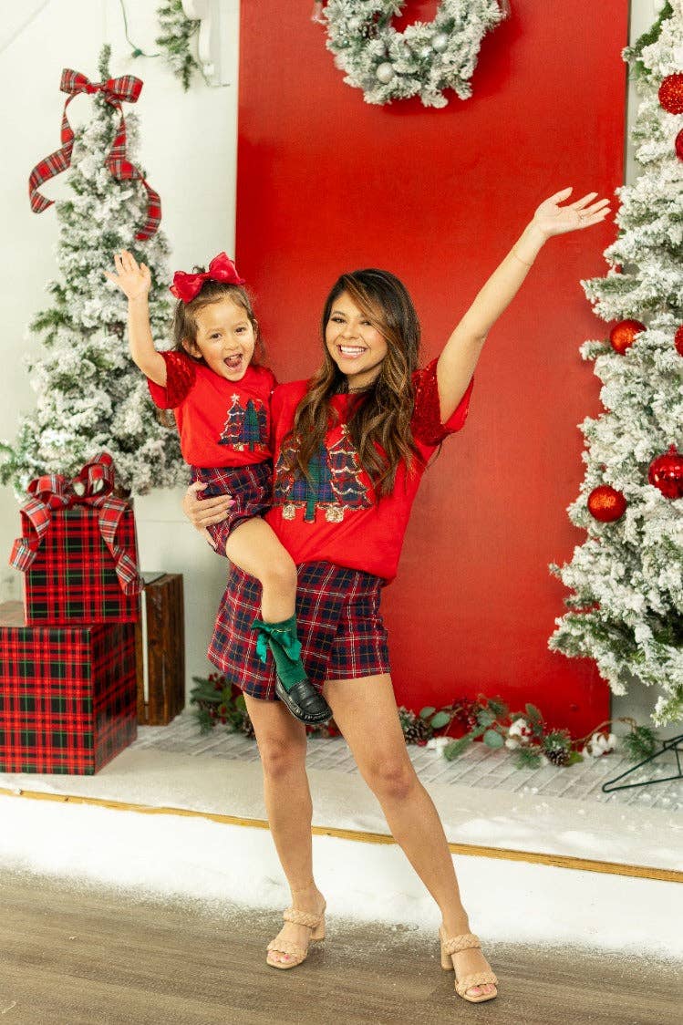 Christmas Tree Sequin Blouse - Red