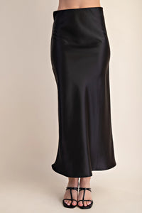 Silk Midi Skirt - Black