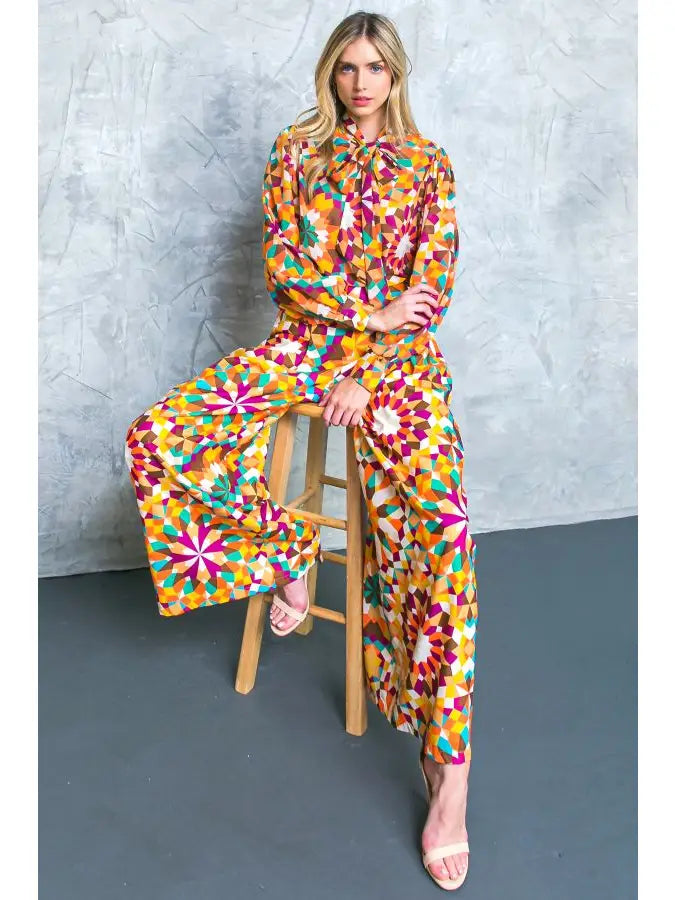 Printed Woven Long Sleeve Blouse