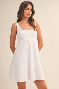 Eyelet Mini Dress - White