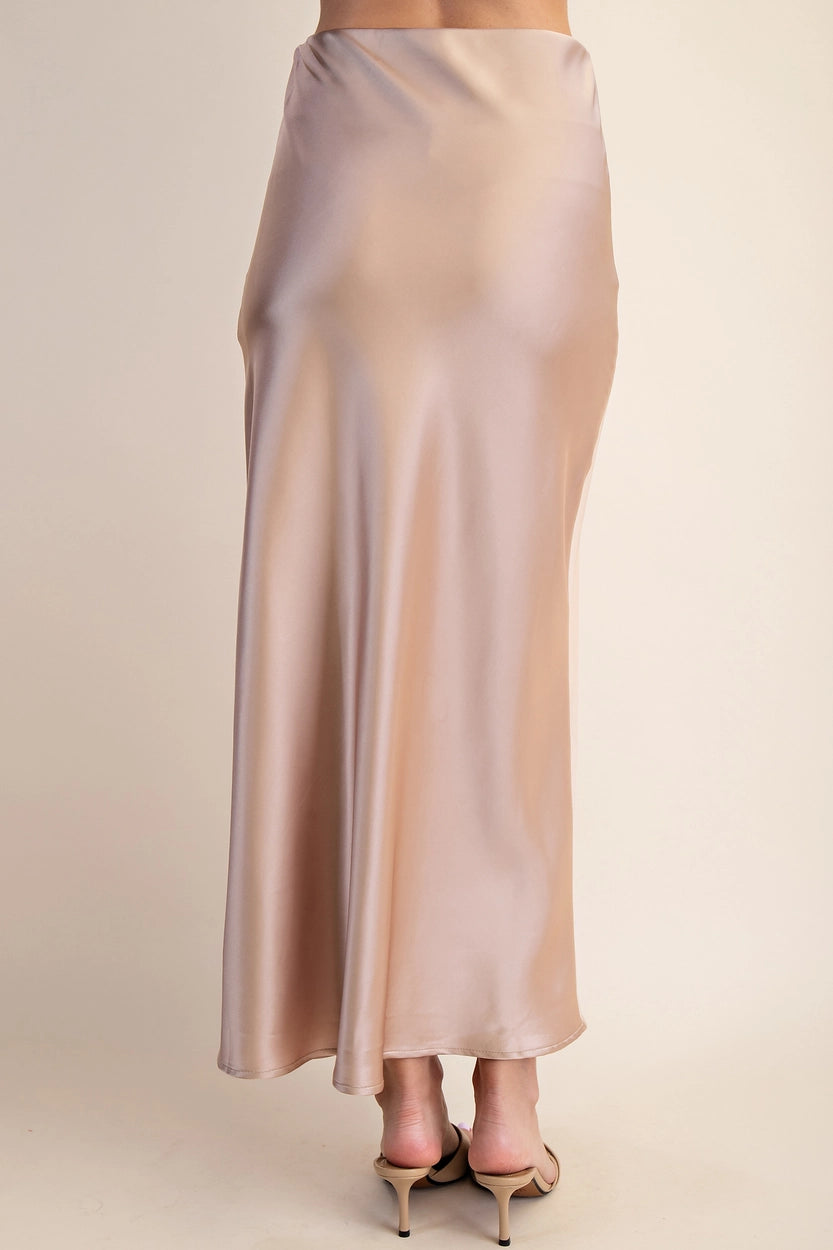 Silk Midi Skirt - Taupe
