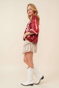 Candy cane sequin Crop Top