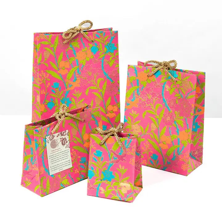 Floral Vines Pink Gift Bag - Medium