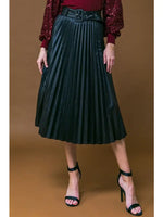 Black Pleated Midi Skirt - Belted