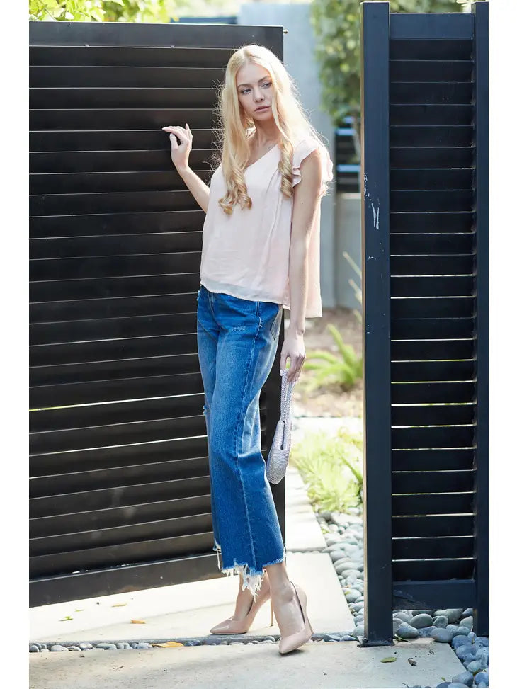 Distressed Dad Jeans - Mid Rise