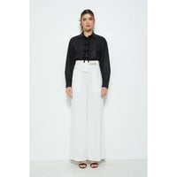 Rhinestone Bow Blouse - Black